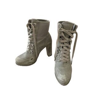 Shoe Dazzle Ayah Chunky High Heeled Boots Everyday Preppy Goth Grunge